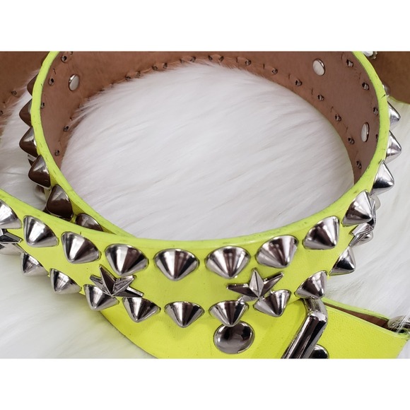 LIME GREEN METAL STUDDED CANVAS BELT PUNK PLUS MOD RAVE ROCK STAR STAR EMO main image 8